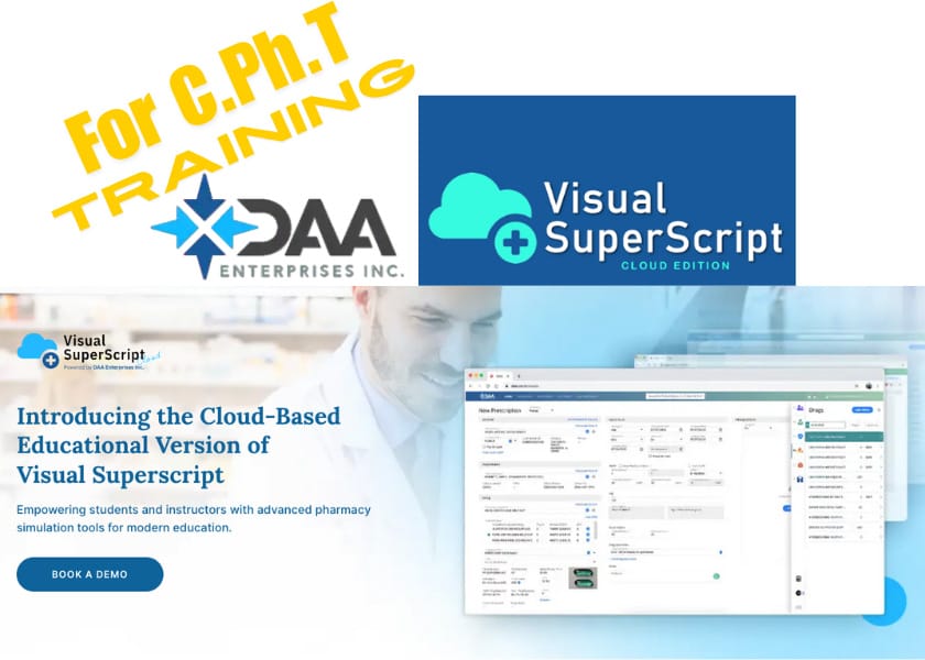 We’ll take a look at how DAA Enterprises is revolutionizing the training landscape for certified pharmacy technicians (CPhT) programs through DAA’s Visual SuperScript  Cloud Edition pharmacy management software, designed to provide aspiring pharmacy technicians with an unparalleled, realistic training environment and practical experience.  Find out how the system bridges the gap between theoretical knowledge and practical application, offering students individual "pharmacies" to manage with robust simulation of complex workflows that provide crucial experience with tasks like insurance claim adjudication and medication synchronization — all vital for success in today's demanding pharmacy settings and for meeting rigorous certification standards.